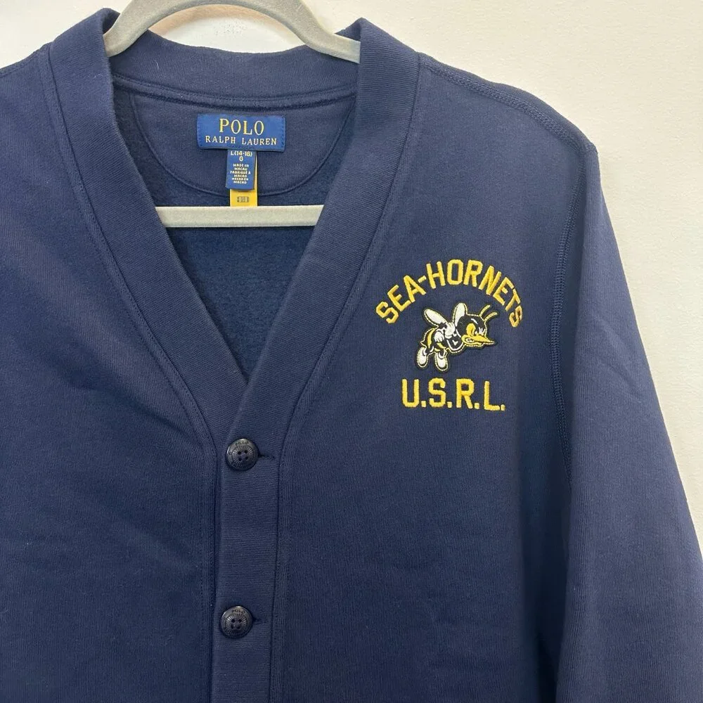 Polo Ralph Lauren U.S.R.L Sea-Hornets Cardigan Sweatshirt Large 14-16